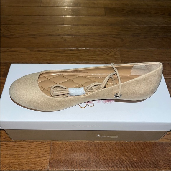 Jessica Simpson Bingley Lace Up Ballet Flats Almond Microsuede Women’s Size 7.5 - Picture 3 of 10